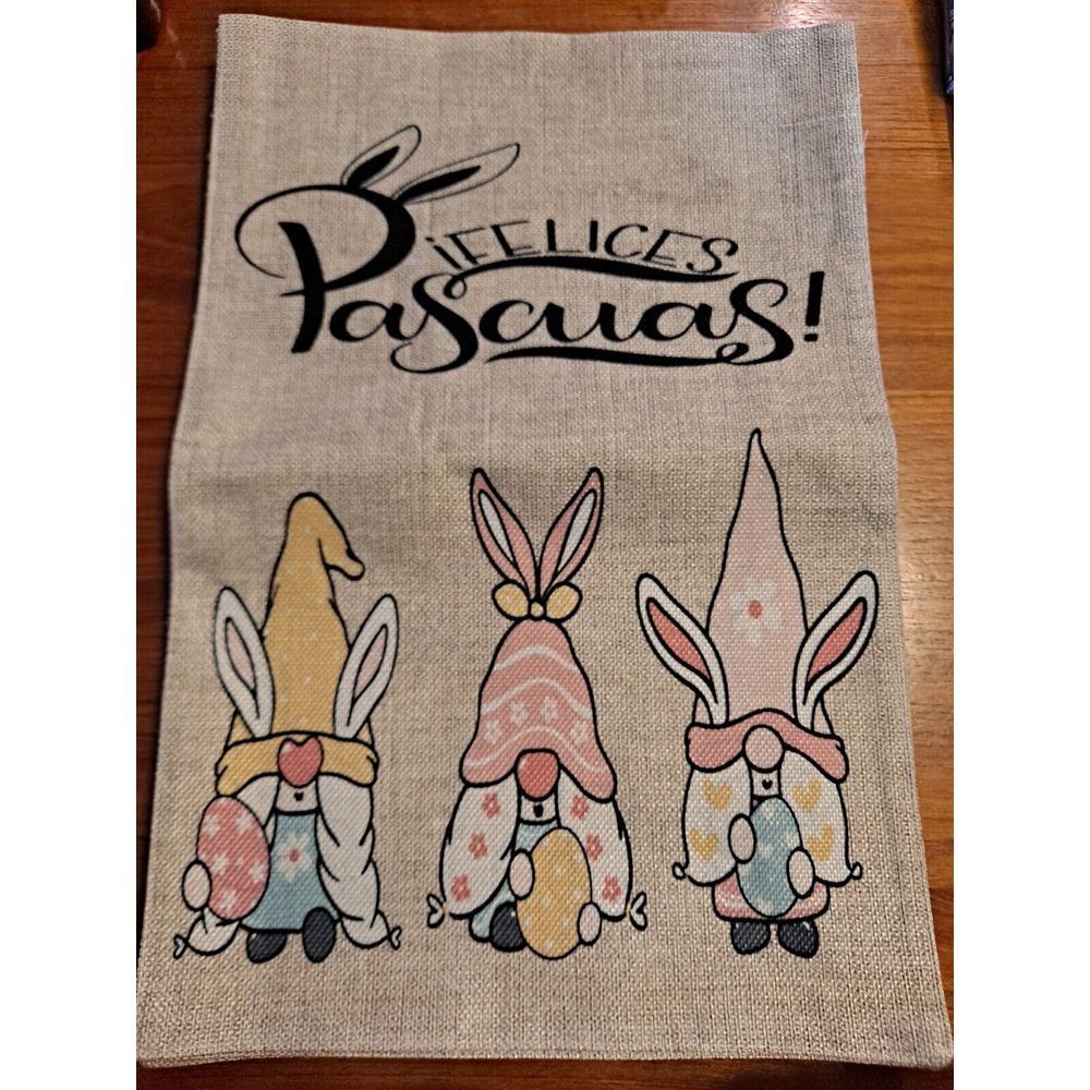 NEW Home & Garden 1pc Double Sided Happy Easter Gnome Garden Flag 12x18